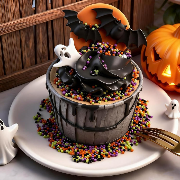 halloween color palette in black, orange, green, and purple