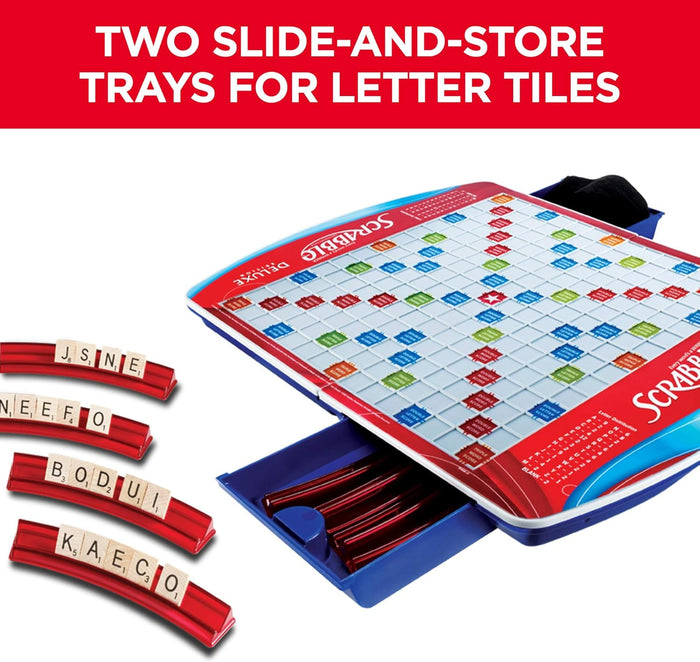 Hasbro Gaming Scrabble Deluxe Edition – Premium Wooden Tiles and Curved Racks for the Elevated Game Room