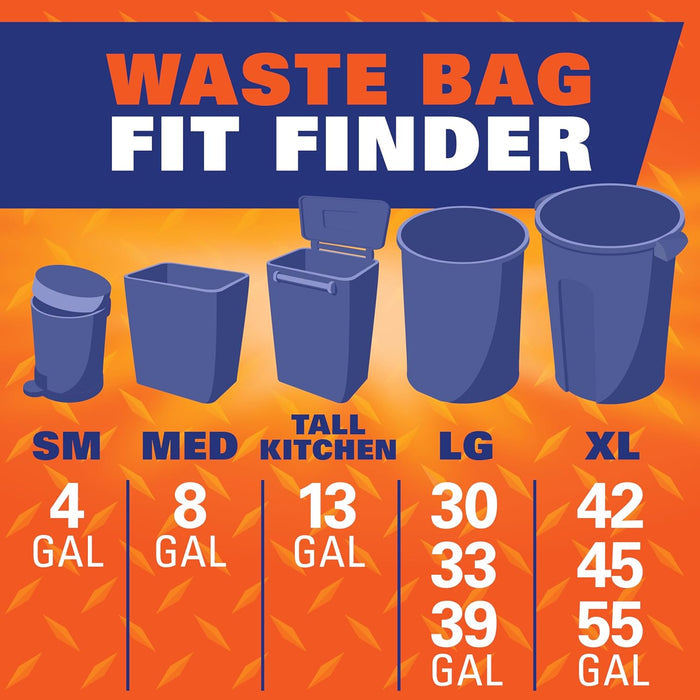 Hefty Easy Flaps Large 30 Gallon Trash Bags – Tear Resistant Lawn and Patio Cleanup Bags Bulk Pack