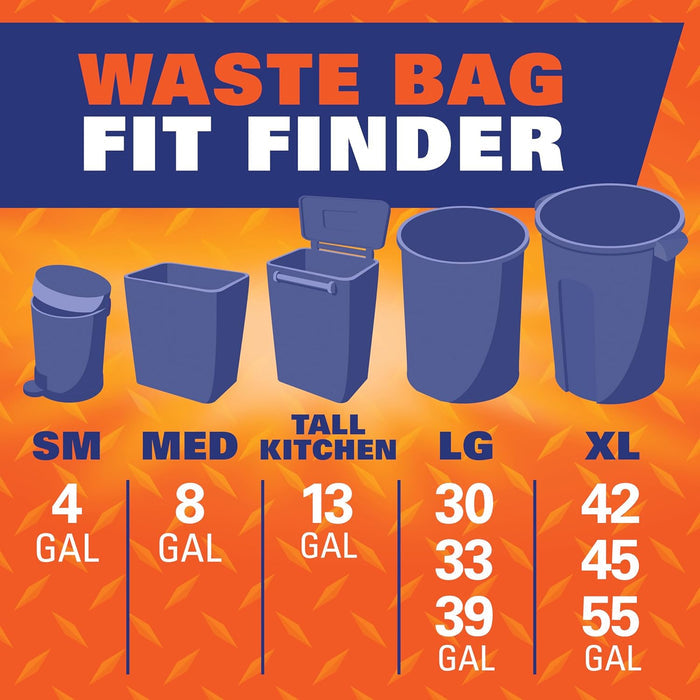 Hefty Easy Flaps Large 30 Gallon Trash Bags – Tear Resistant Lawn and Patio Cleanup Bags Bulk Pack