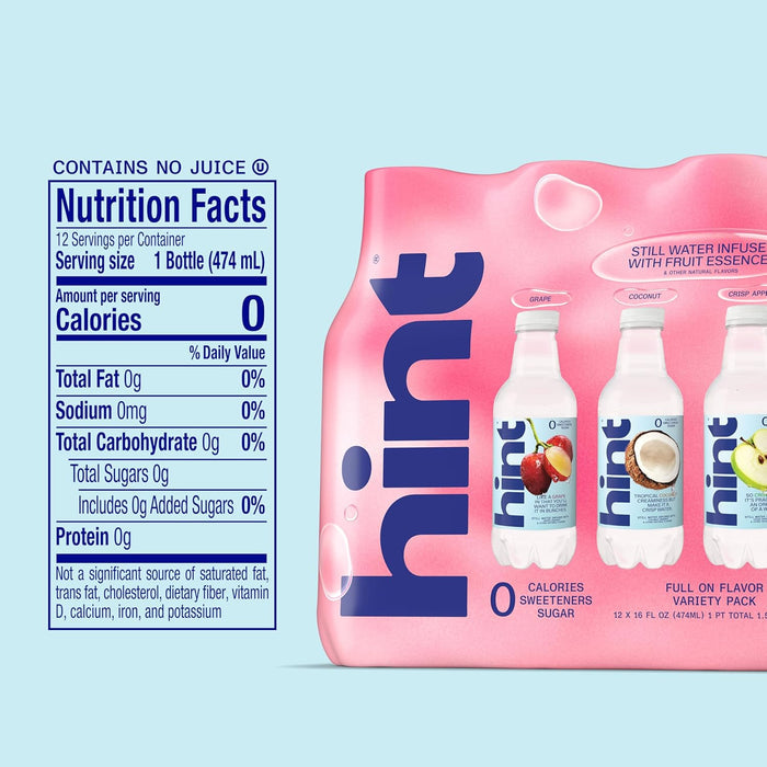 zero sugar, zero artificial sweeteners, and zero calories per bottle