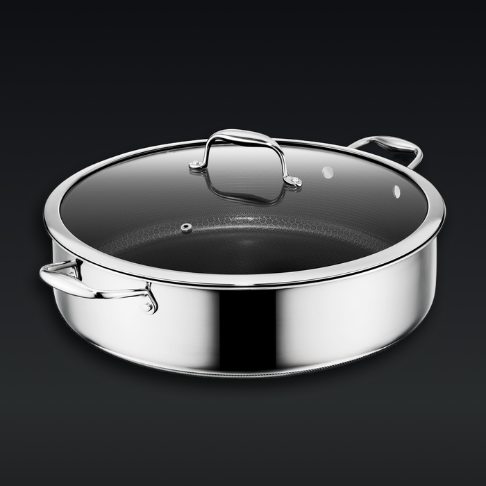 Hybrid Deep Sauté Pan with Lid, 10-QT