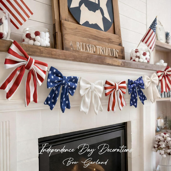 6.5 ft garland length with seven polyester bows