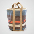 jute storage bags maroon and blue stripe