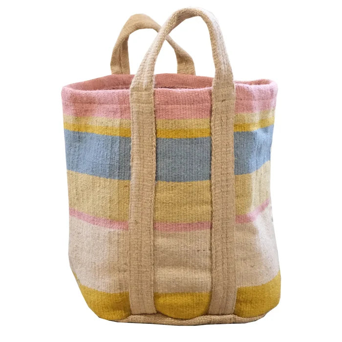 Jute Storage Bag - Large - Pastel & Beige