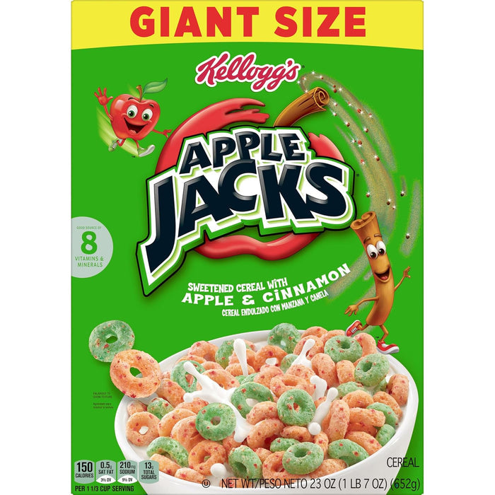 Kellogg's Apple Jacks Cereal – Fast Breakfast for Home Workspace Focus, 23oz Family Size