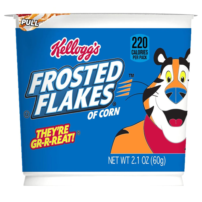 Kellogg's Frosted Flakes Breakfast Cups – Commuter-Friendly No-Prep Cereal for Car and Office, 2.1oz Each