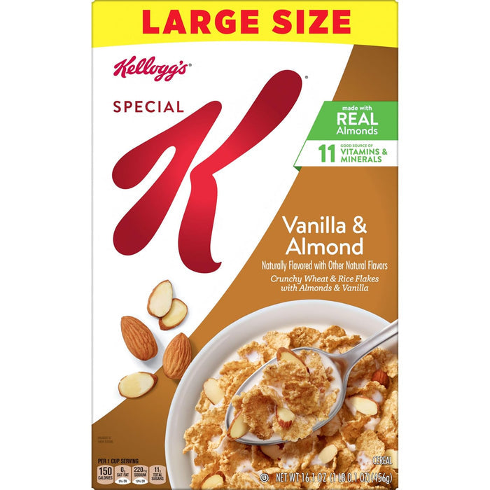 Kellogg's Special K Cereal for Commuter Kitchen Routines, Ready-to-Eat Vanilla Almond for Fast Breakfasts
