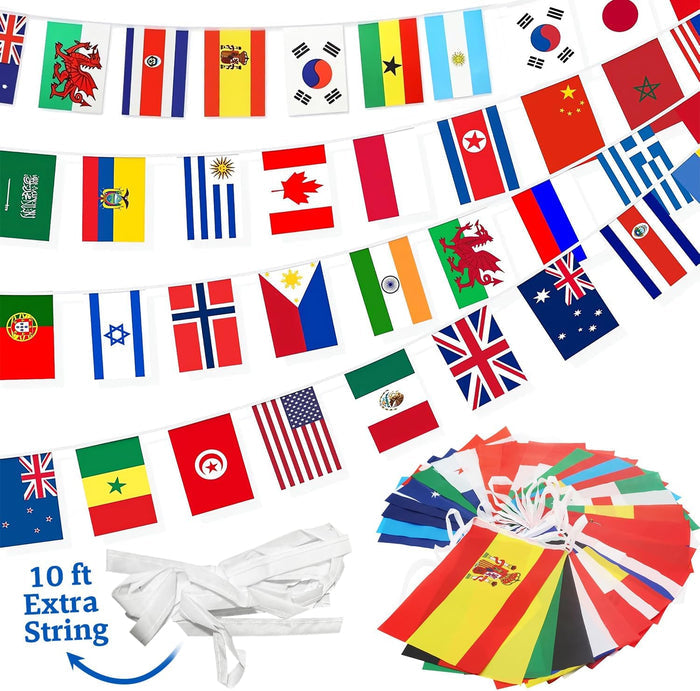 100 mini polyester flags per set representing randomly selected countries worldwide
