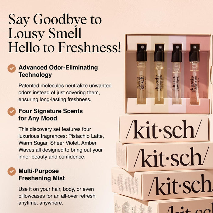 four 1.5ml travel sprays in one set (pistachio latte, warm sugar, sheer violet, amber shores)