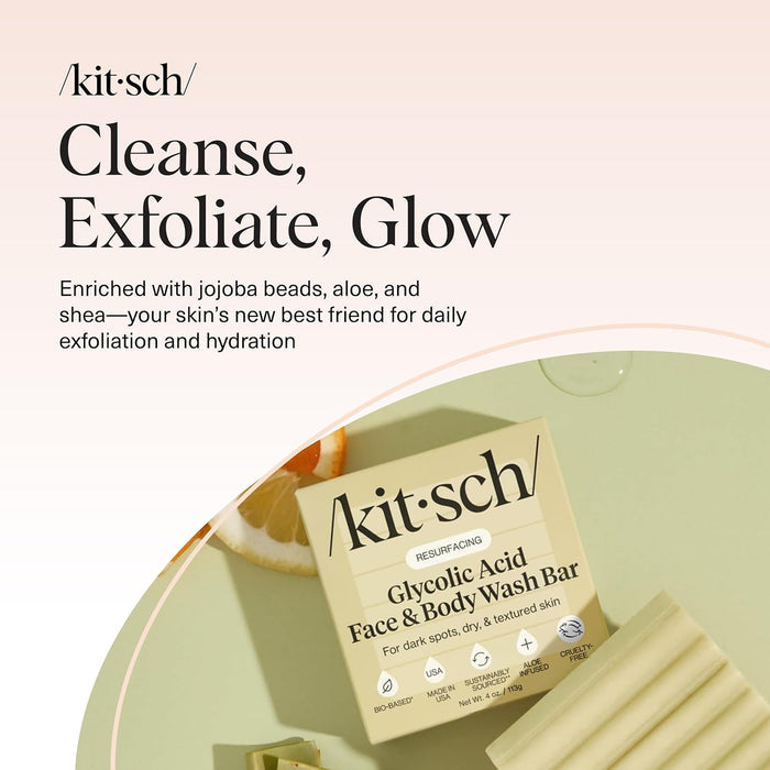 Kitsch Glycolic Acid Bar – TSA-Friendly Travel Soap for Carry-On and Weekend Trips