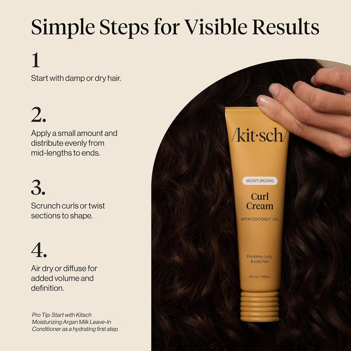 Kitsch Moisturizing Curl Cream – Thoughtful Gift for Her, Defines Curls Without Crunch or Buildup