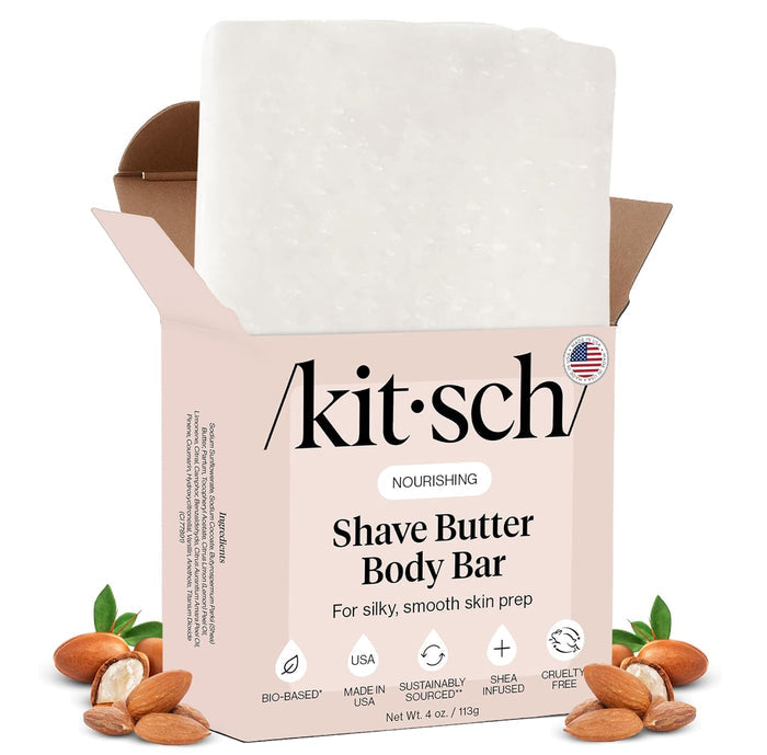 4 oz solid bar format that doubles as shaving soap and body soap