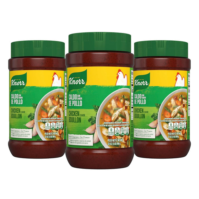 32 oz granulated bouillon jar in multi-pack configurations (3-pack or 6-pack for chicken; 12-count beef)