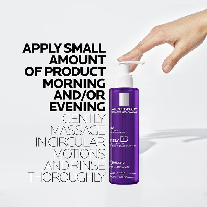 La Roche-Posay Mela B3 Face Wash for Evening Wind Down Routines, Calming Gel to Brighten Uneven Skin