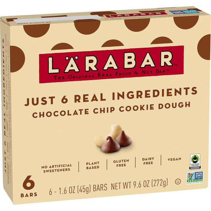only six real ingredients: cashews, dates, fair trade chocolate chips, apples, sea salt, vanilla extract