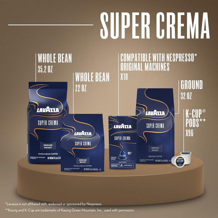 Lavazza Super Crema Medium Roast 6-Pack – Holiday Gift Set for Mom, Dad, and Coffee Lovers