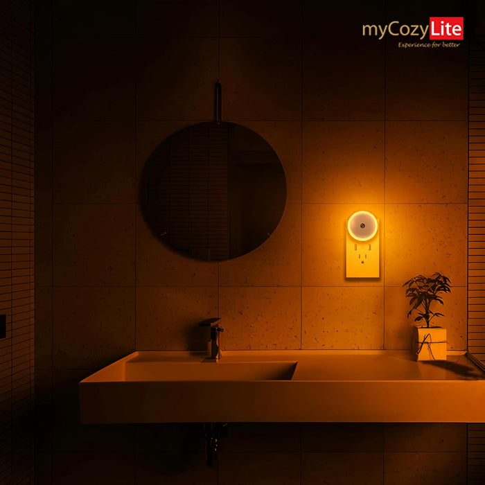 Lumina Amber Plug-In Light – Circadian-Friendly Bedroom Lamp for Sensitive Sleepers, Auto Sensor