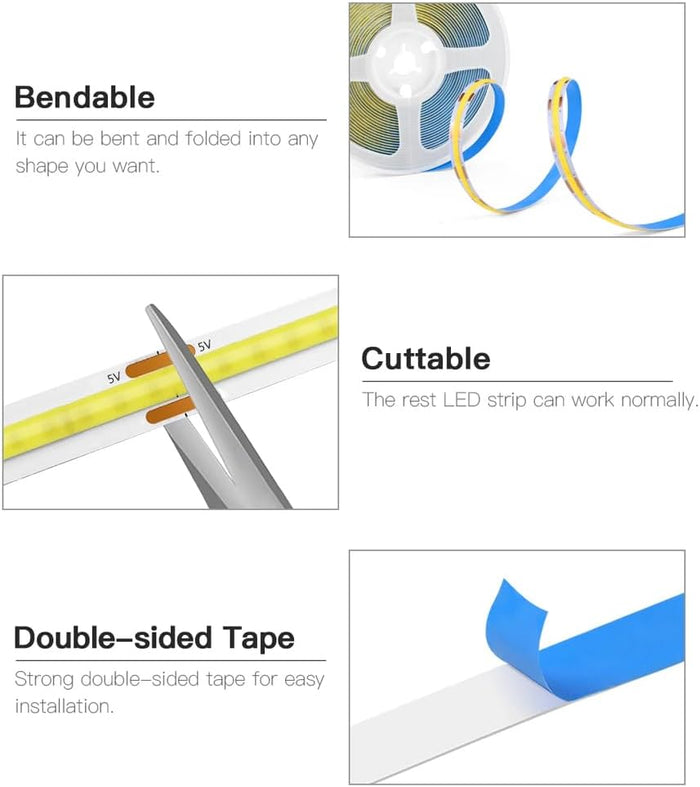Luminara Dimmable COB Light Strip – Cut-to-Length Wall Trim Accent for Apartments