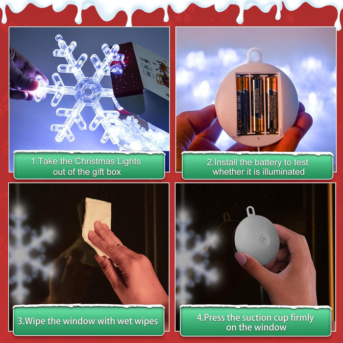 LuminGlow Battery Operated Snowflake Window Lights – Ambient Bedroom & Living Room Holiday Glow with 6H Timer