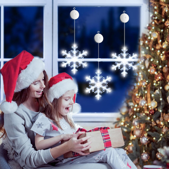 LuminGlow Battery Operated Snowflake Window Lights – Ambient Bedroom & Living Room Holiday Glow with 6H Timer