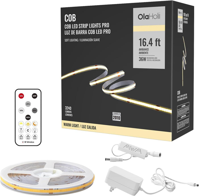 cob (chip on board) led technology with 1600 high-density diodes producing continuous, dotless light output