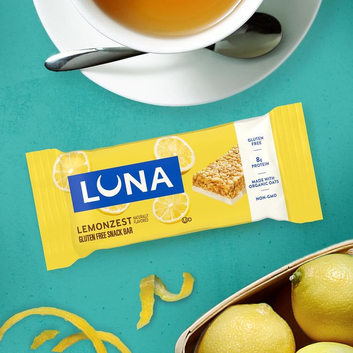 LUNA Bar LemonZest Plant-Based Protein Bar – Durable On-the-Go Bite for Camping and Road Trips