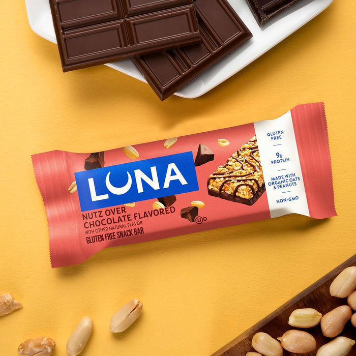 LUNA Bar Nutz Over Chocolate - Thoughtful Gift for Her, Healthy Snack Basket & Birthday Present