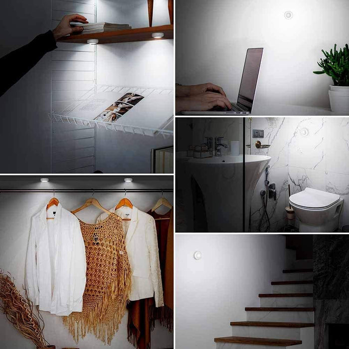 LUXMOM Touch Puck Lights – Minimalist Battery LED for Pantry and Closet, Tool Free Adhesive Mount
