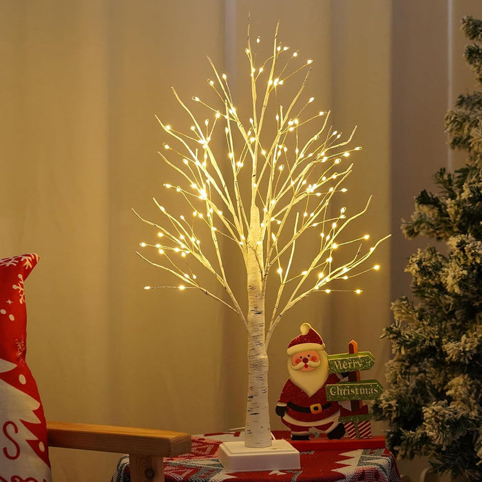 144 led warm white lights across 24 flexible branches on copper wire