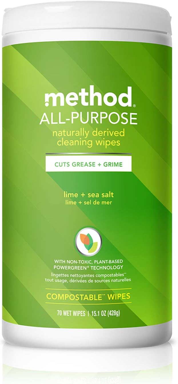 Method Lime & Sea Salt Cleaning Wipes for a Calmer Home Ritual, Gentle Plant-Based Counter and Sink Care