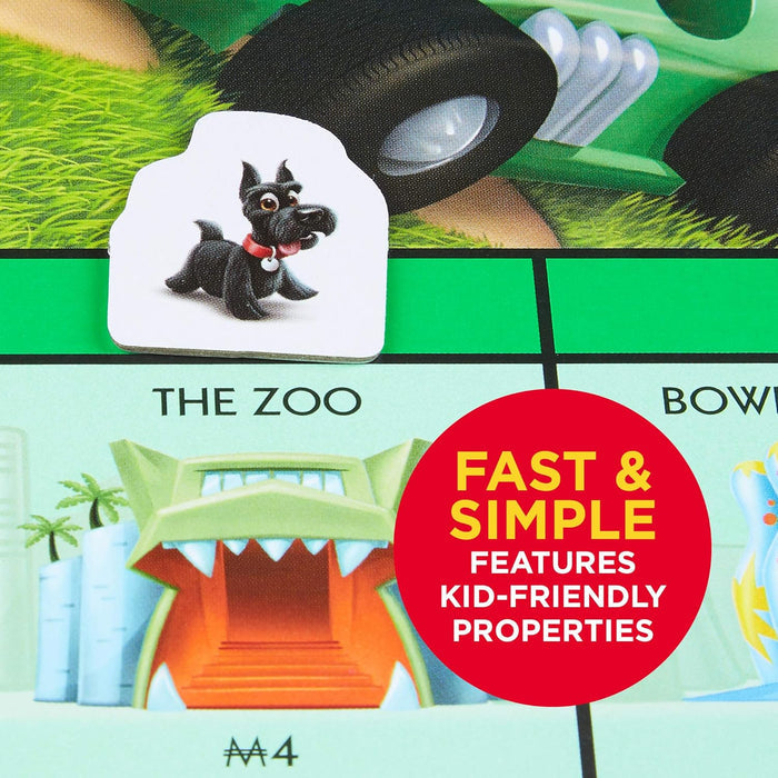 kid-friendly property spaces including a zoo, movie theater, and video game arcade