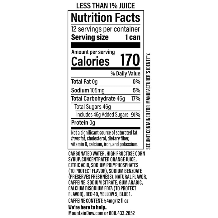 170 calories per can with caffeine for an energy boost