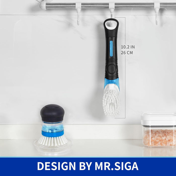 built-in scraper on the back of the brush head for stuck-on food