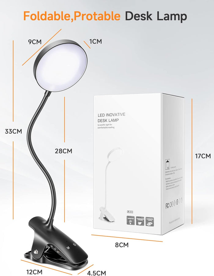 Mubarek Book Light for Bed – Cozy Valentine's Day Gift for Her, Rechargeable Bedside Reading Lamp