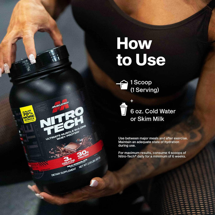 Muscletech Nitro-Tech Signature Whey Formula – Refined Chocolate Protein Shake for Premium Home Gym Setups