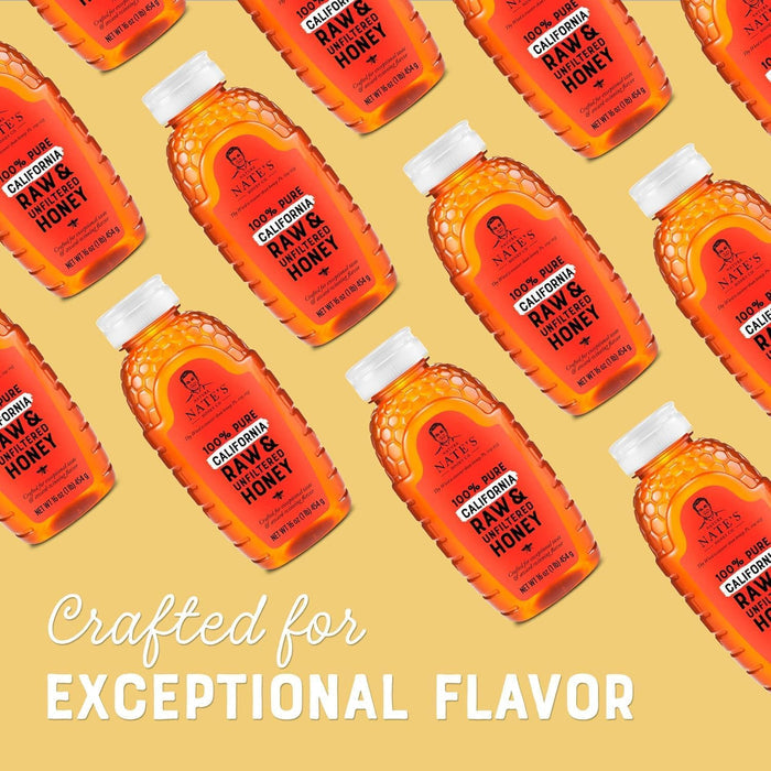 Nate's Pure Unfiltered Honey – Squeeze-Bottle Sweetener for School Snacks and Baking with Kids