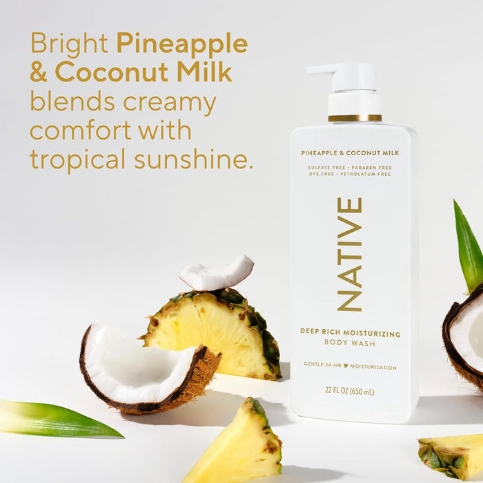 Native Body Wash Set Gift for Her, Pineapple & Coconut Milk 22 oz Holiday Pick