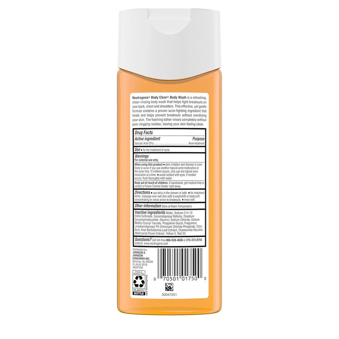 Neutrogena Body Clear Acne Body Wash – Mindful Shower Ritual for Breakout-Prone Skin, Unscented 3-Pack