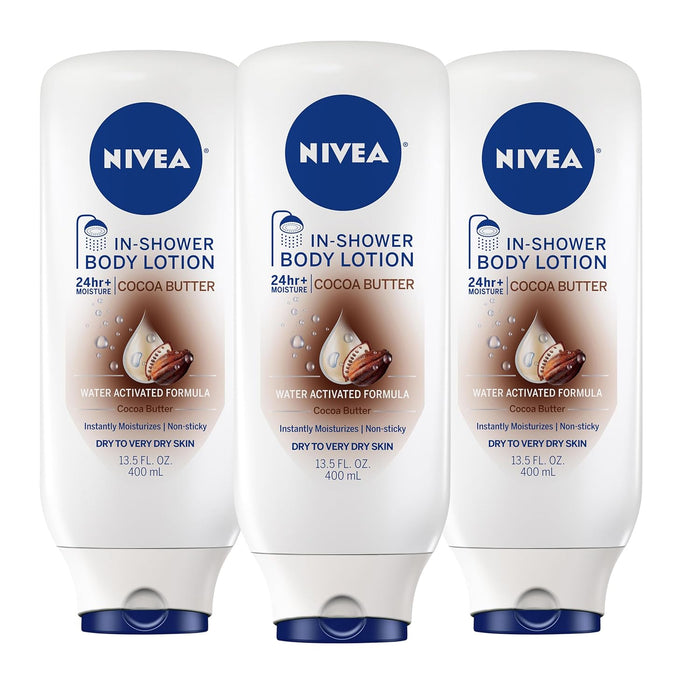 water-activated in-shower formula applied to wet skin and rinsed off