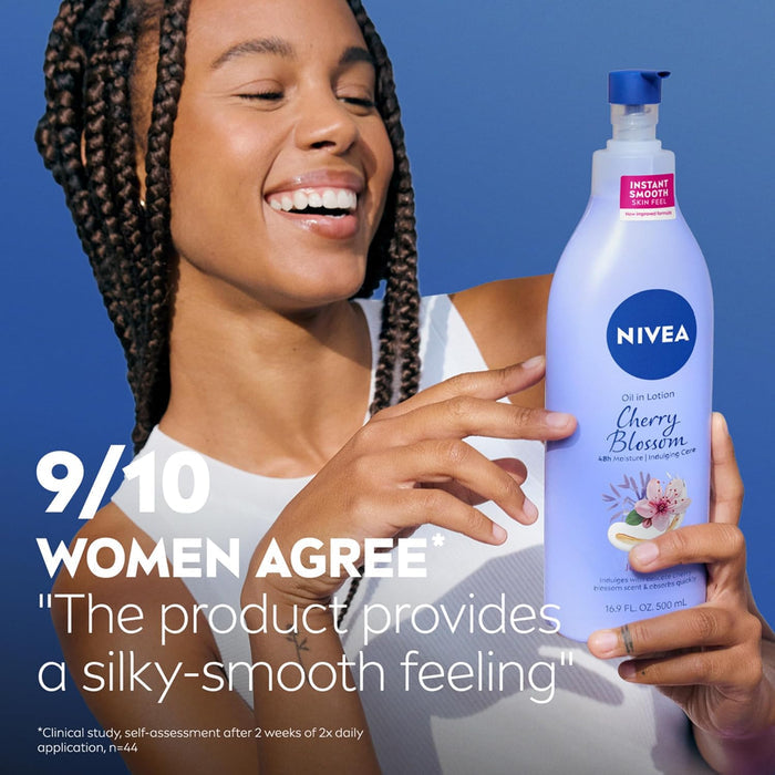 NIVEA Jojoba Oil Body Lotion – Fragrance-Rich Cherry Blossom Lotion for Meditation Space and Yoga Room Calm