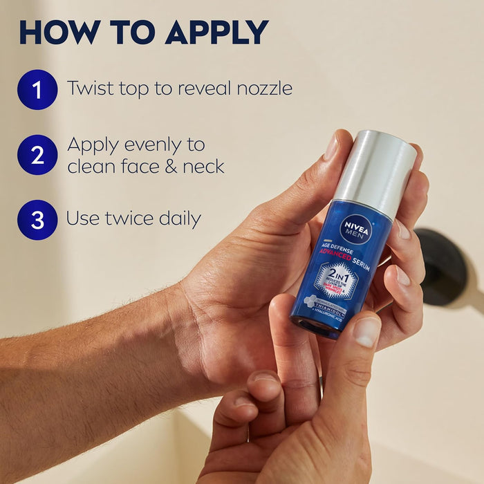 NIVEA MEN Age Defense Advanced Face Serum – Clean, Streamlined Skincare for the Modern Minimalist