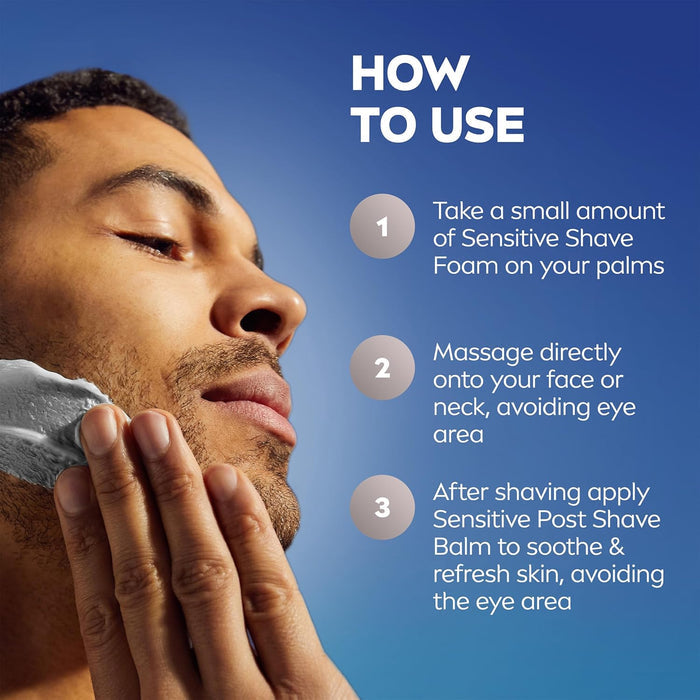 NIVEA MEN Sensitive Shave Foam – Streamlined Bulk Shaving Cream for a Cluttered-Free Bathroom Counter