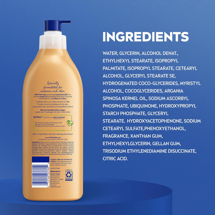NIVEA Q10 and Argan Oil Body Lotion – Mindful Evening Skincare Routine for Lasting Deep Hydration