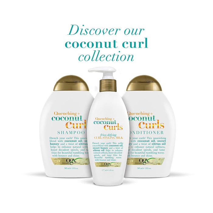 OGX Coconut Curls Frizz-Defying Milk – Gentle Detangling Treatment for Chemically Treated Curly Hair, 6 fl oz