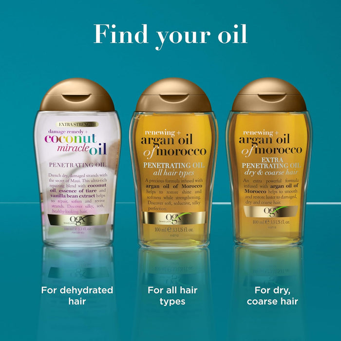 OGX Coconut Miracle Oil – Valentine's Day Pampering Gift for Coarse Hair, 3.3 Fl Oz