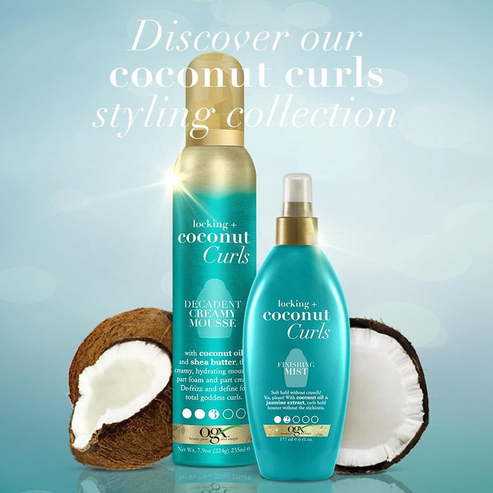 OGX Locking + Coconut Curls Mousse – Effortless Wash Day Mousse in a Single Pump Bottle, 7.9 Ounce