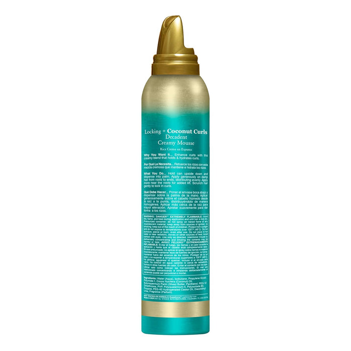 OGX Locking + Coconut Curls Mousse – Effortless Wash Day Mousse in a Single Pump Bottle, 7.9 Ounce
