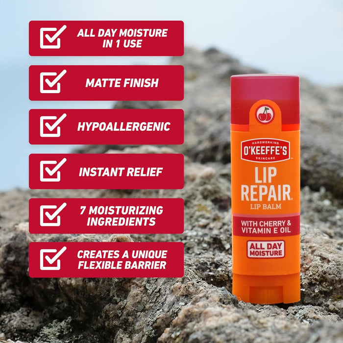 O'Keeffe's Lip Repair SPF 15 – Non-Sticky Base Layer for Matte Lipstick at the Office