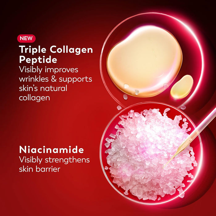triple collagen, niacinamide, and glycolic acid blend for multi-mechanism anti-aging